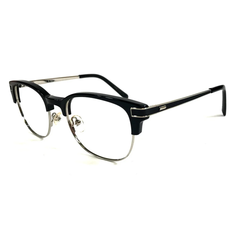 Penguin Eyeglasses Frames THE PRINCETON BK Black Silver Round Full Rim 50-19-140